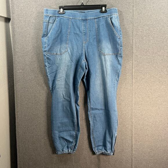Susan Graver Petite Stretch Denim Pull On Jogger Medium Wash Plus Petite 18 - Picture 1 of 16